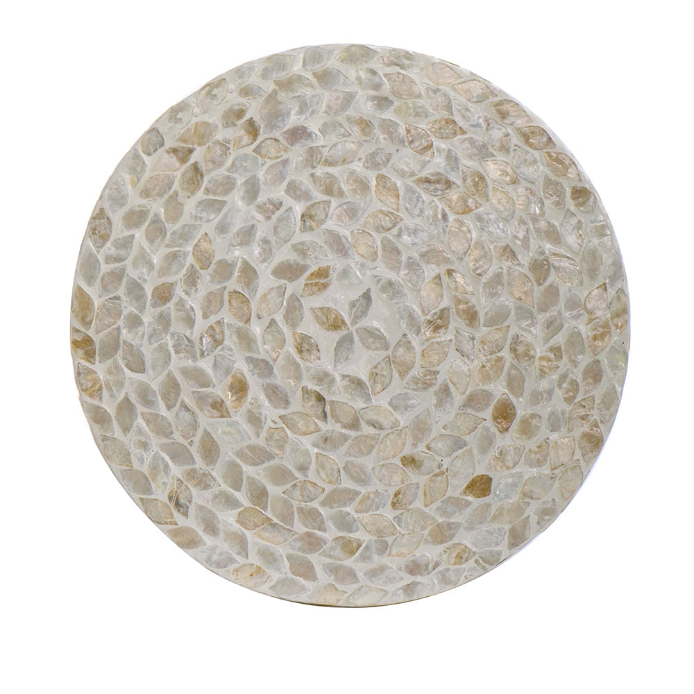 A&B Home 14" x 16" Bundle of 24 Round Cream Geometric Design Pedestal Stool