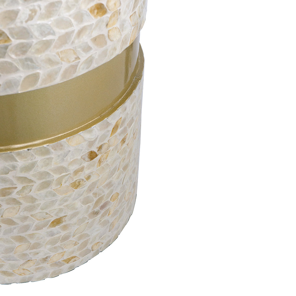 A&B Home 14" x 16" Bundle of 24 Round Cream Geometric Design Pedestal Stool