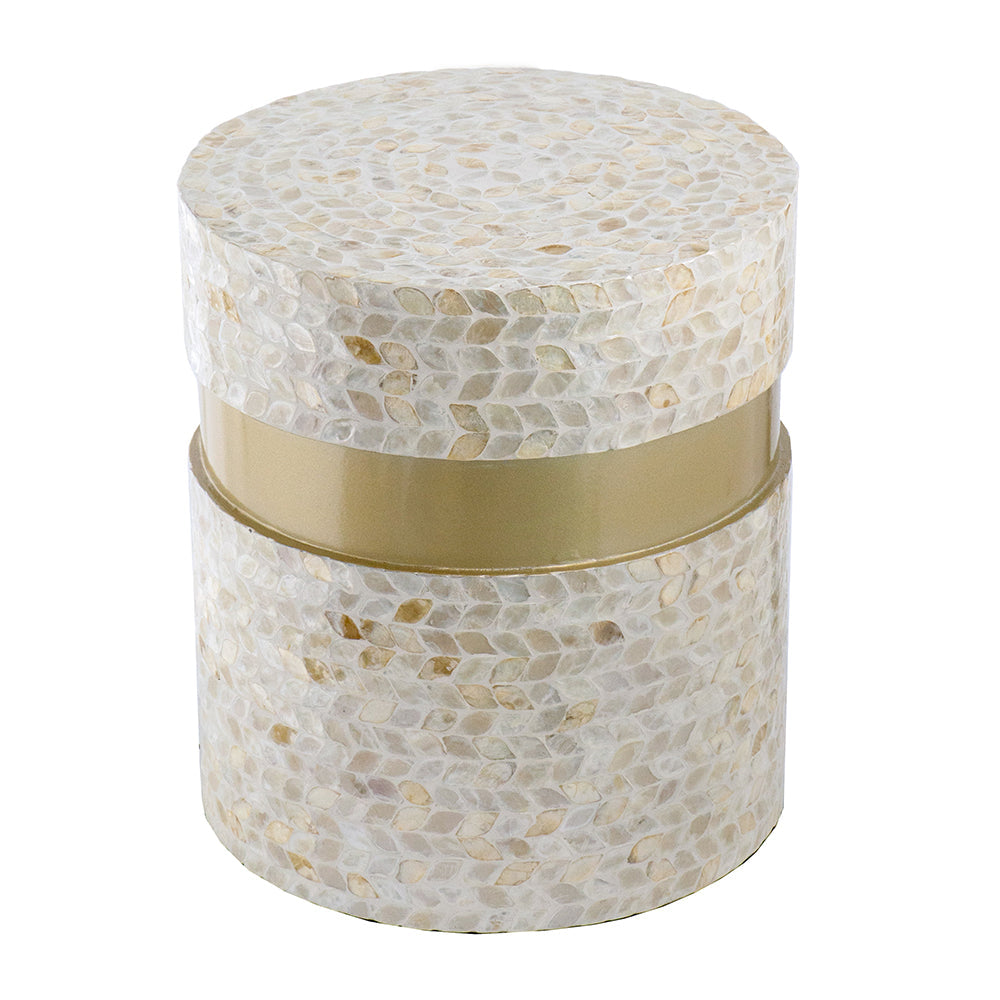 A&B Home 14" x 16" Bundle of 24 Round Cream Geometric Design Pedestal Stool