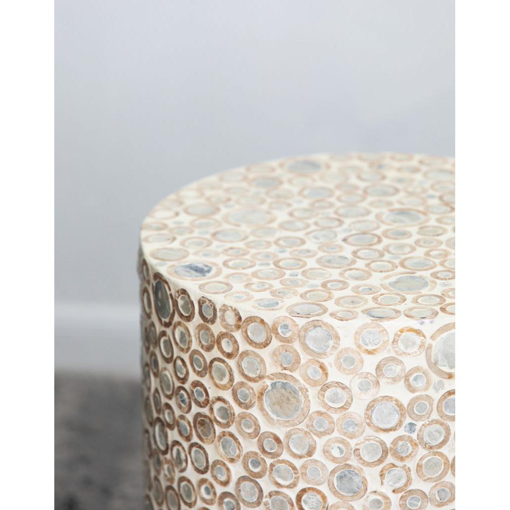 A&B Home 14" x 16" Bundle of 24 Round Cream and Gold Cylindrical Design Pedestal Stool