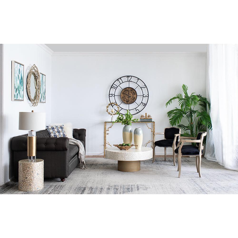 A&B Home 14" x 16" Bundle of 24 Round Cream and Gold Cylindrical Design Pedestal Stool