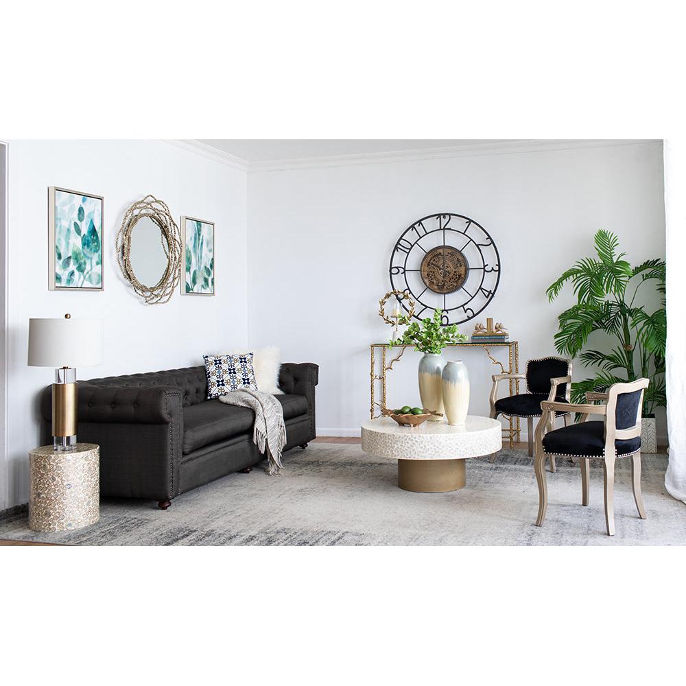 A&B Home 14" x 16" Bundle of 24 Round Cream and Gold Cylindrical Design Pedestal Stool