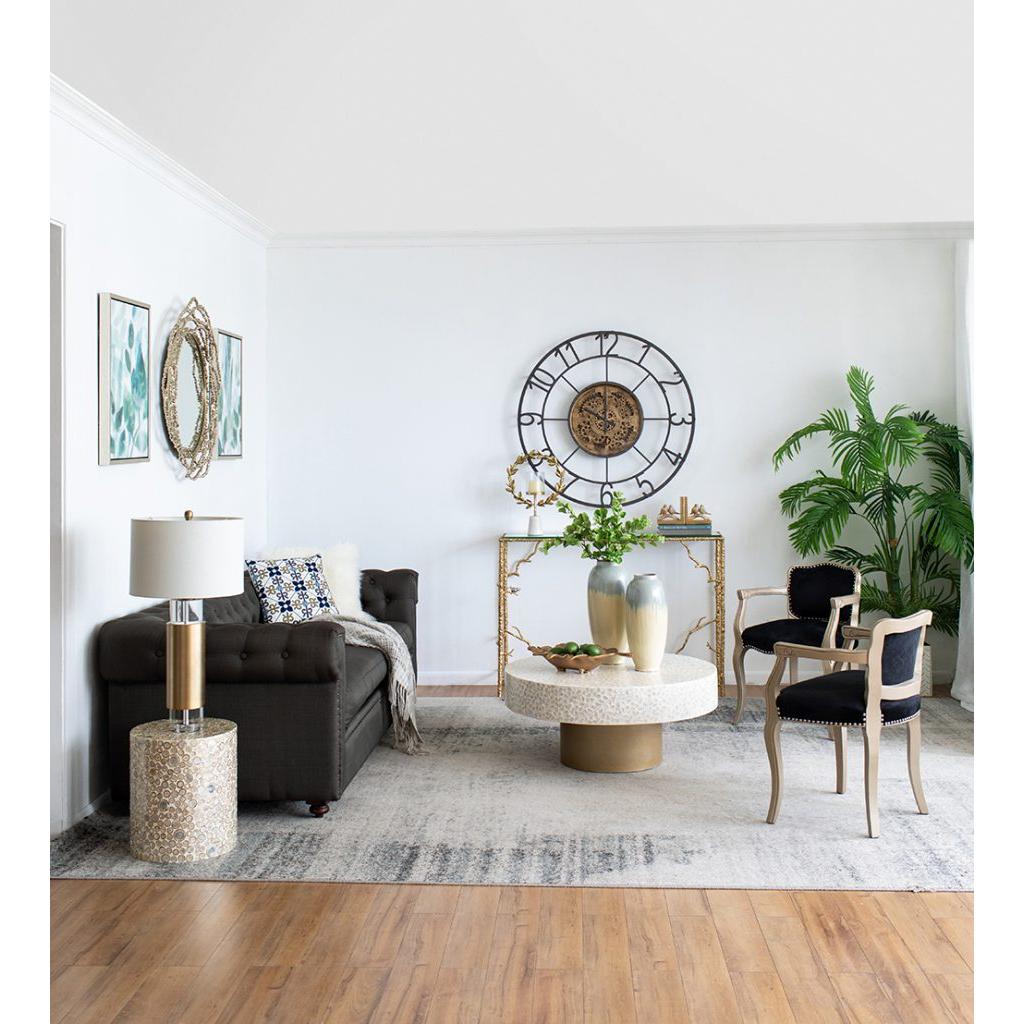 A&B Home 14" x 16" Bundle of 24 Round Cream and Gold Cylindrical Design Pedestal Stool