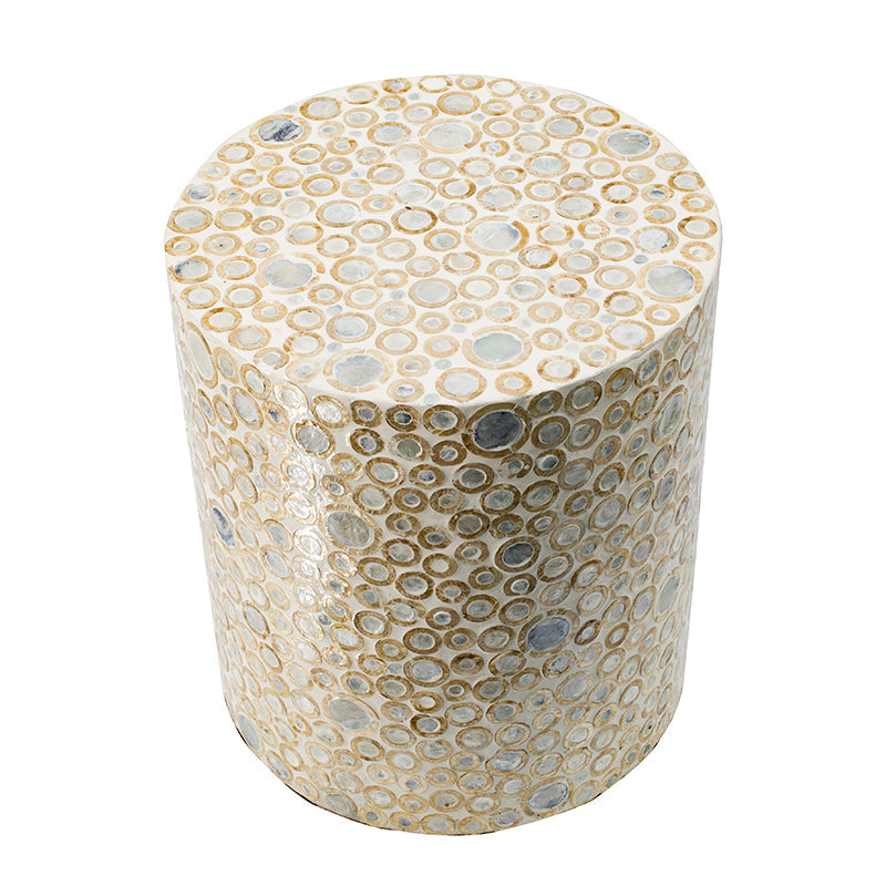 A&B Home 14" x 16" Bundle of 24 Round Cream and Gold Cylindrical Design Pedestal Stool