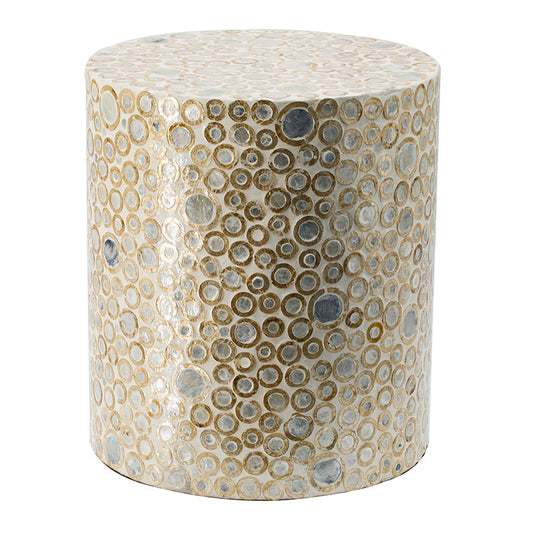 A&B Home 14" x 16" Bundle of 24 Round Cream and Gold Cylindrical Design Pedestal Stool