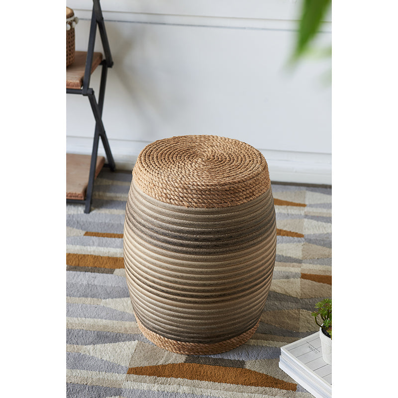 A&B Home 14" x 18" Bundle of 19 Round Wood Rattan Design Pedestal Stool