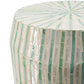 A&B Home 14" x 18" Bundle of 21 Round Cream and Green With Stripe Pattern Pedestal Stool