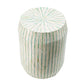 A&B Home 14" x 18" Bundle of 24 Round Cream and Green With Stripe Pattern Pedestal Stool
