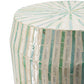 A&B Home 14" x 18" Bundle of 24 Round Cream and Green With Stripe Pattern Pedestal Stool