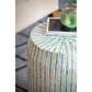 A&B Home 14" x 18" Bundle of 24 Round Cream and Green With Stripe Pattern Pedestal Stool