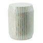 A&B Home 14" x 18" Bundle of 24 Round Cream and Green With Stripe Pattern Pedestal Stool