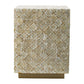 A&B Home 14" x 18" Bundle of 24 Square-Shaped Brass Base Cream Capiz Stool