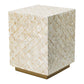 A&B Home 14" x 18" Bundle of 24 Square-Shaped Brass Base Cream Capiz Stool