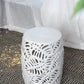 A&B Home 14" x 19" Bundle of 17 Round White Cutout Leaf Pattern Design Pedestal Stool