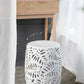 A&B Home 14" x 19" Bundle of 17 Round White Cutout Leaf Pattern Design Pedestal Stool