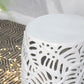 A&B Home 14" x 19" Bundle of 17 Round White Cutout Leaf Pattern Design Pedestal Stool