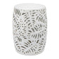 A&B Home 14" x 19" Bundle of 17 Round White Cutout Leaf Pattern Design Pedestal Stool