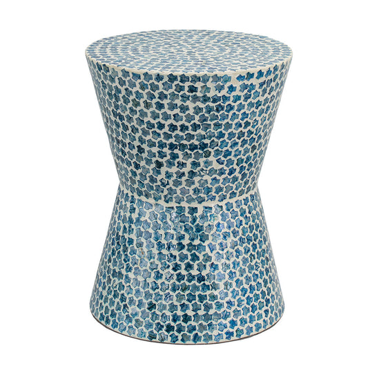 A&B Home 14" x 20" Bundle of 21 Round Blue and White Cylindrical Design Pedestal Stool