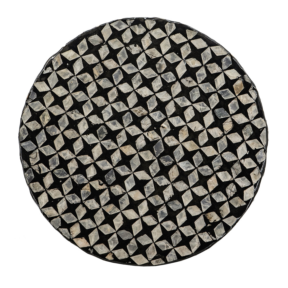 A&B Home 14" x 20" Bundle of 24 Circular Black and Silver Patterned Stool