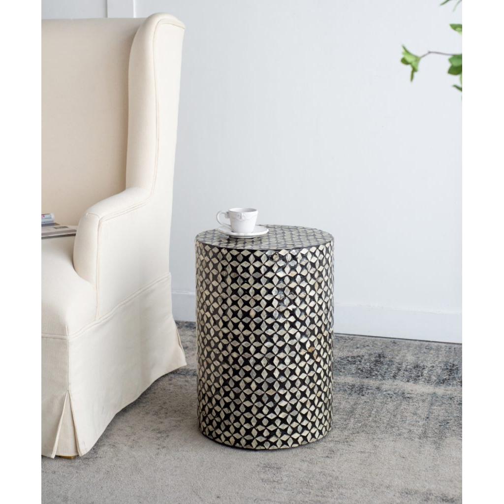 A&B Home 14" x 20" Bundle of 24 Circular Black and Silver Patterned Stool