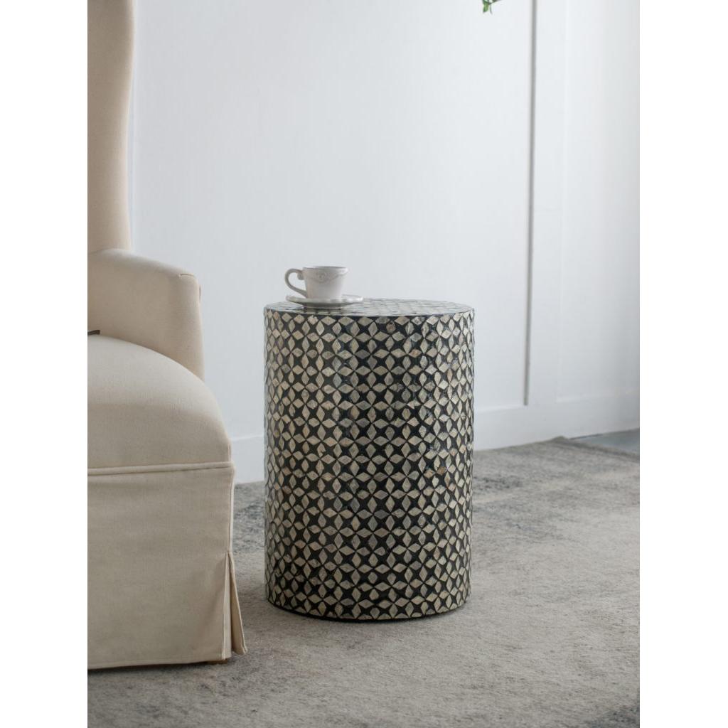 A&B Home 14" x 20" Bundle of 24 Circular Black and Silver Patterned Stool