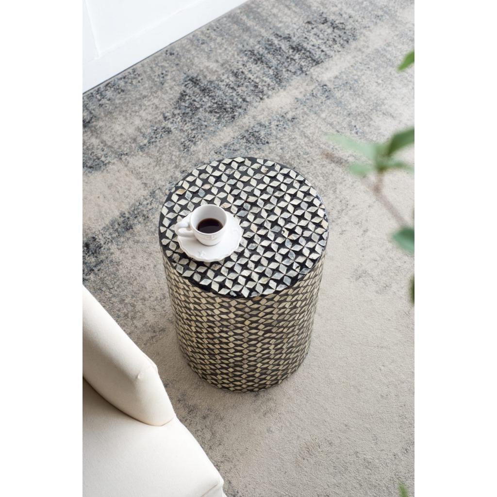 A&B Home 14" x 20" Bundle of 24 Circular Black and Silver Patterned Stool