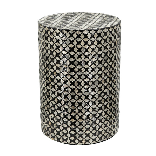 A&B Home 14" x 20" Bundle of 24 Circular Black and Silver Patterned Stool