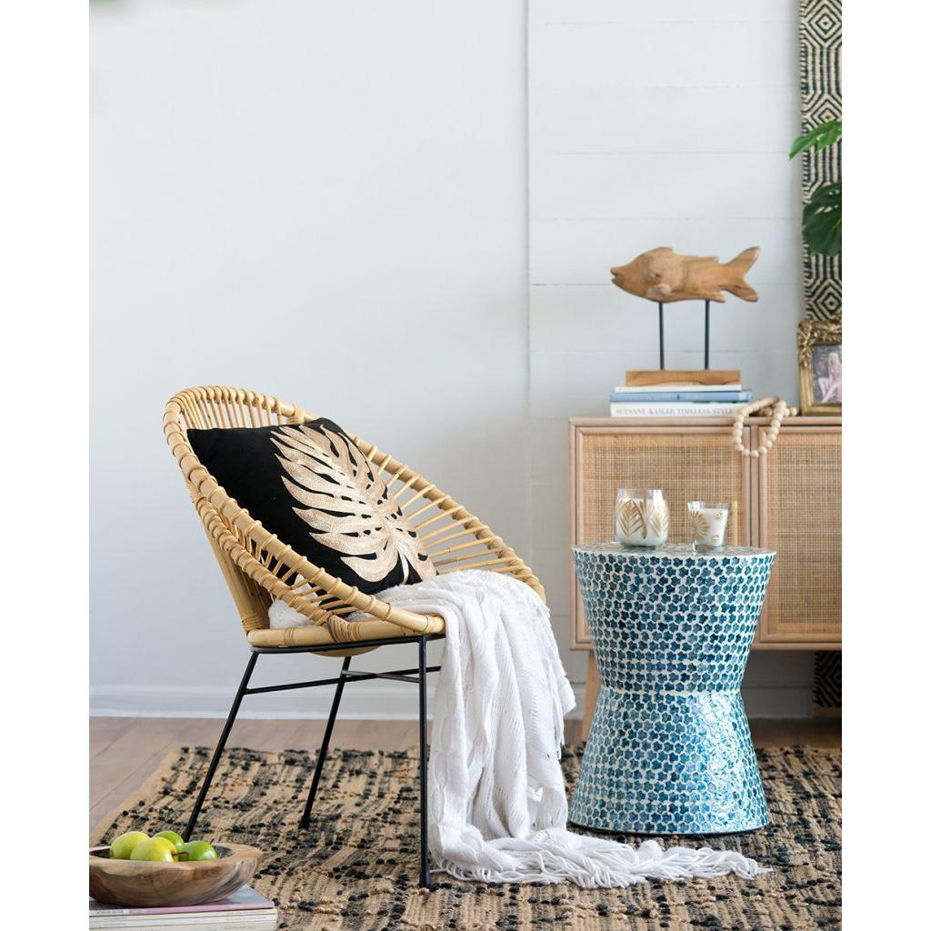 A&B Home 14" x 20" Bundle of 24 Round Blue and White Cylindrical Design Pedestal Stool
