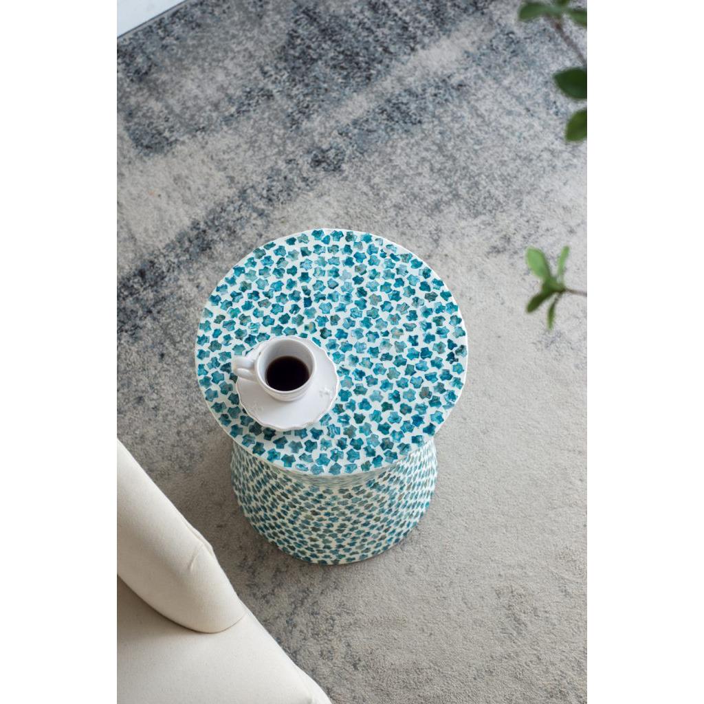 A&B Home 14" x 20" Bundle of 24 Round Blue and White Cylindrical Design Pedestal Stool
