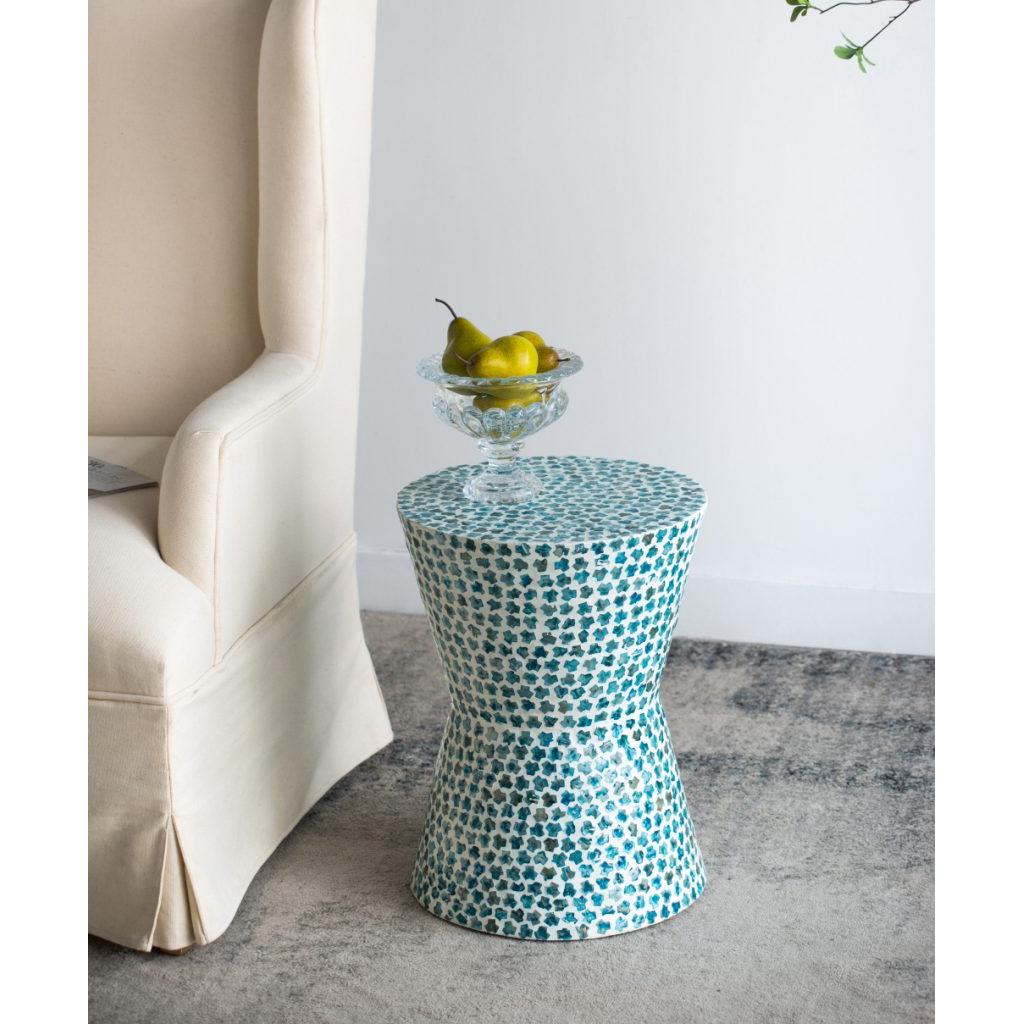 A&B Home 14" x 20" Bundle of 24 Round Blue and White Cylindrical Design Pedestal Stool