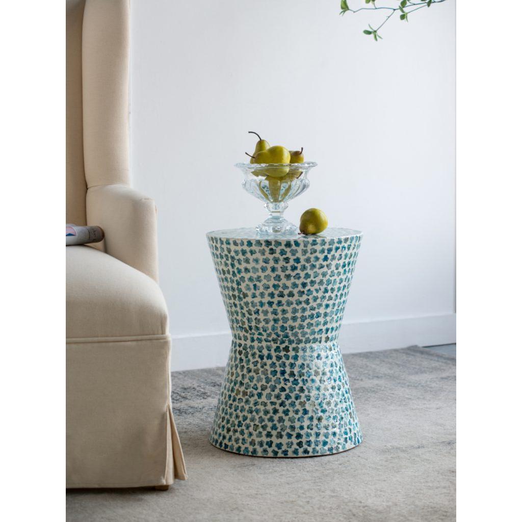 A&B Home 14" x 20" Bundle of 24 Round Blue and White Cylindrical Design Pedestal Stool
