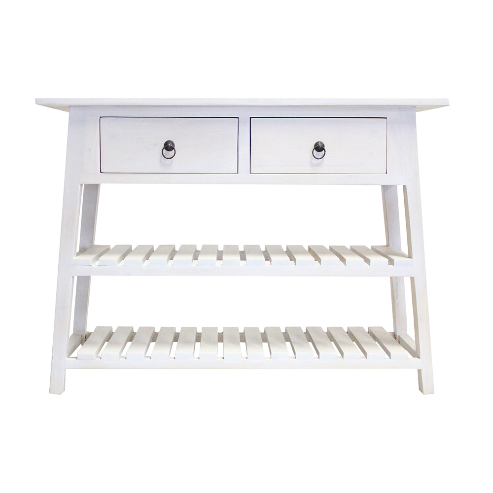 A&B Home 14" x 30" Bundle of 7 Rectangular White Console Table With Shelves and Drawers