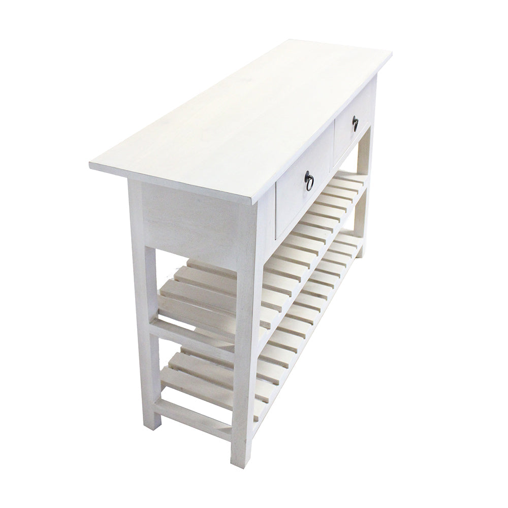 A&B Home 14" x 30" Bundle of 7 Rectangular White Console Table With Shelves and Drawers