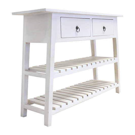 A&B Home 14" x 30" Bundle of 7 Rectangular White Console Table With Shelves and Drawers