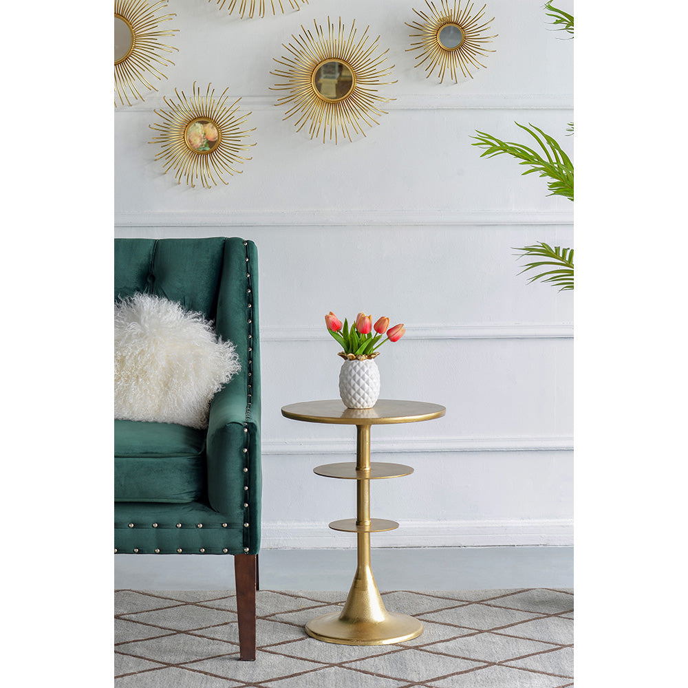 A&B Home 15" x 22" Bundle of 13 Round Brass Antique Gold Tiered Accent Table