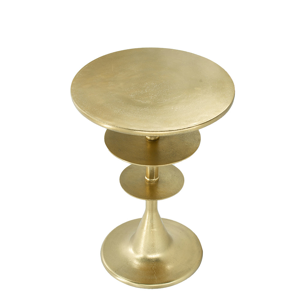 A&B Home 15" x 22" Bundle of 13 Round Brass Antique Gold Tiered Accent Table