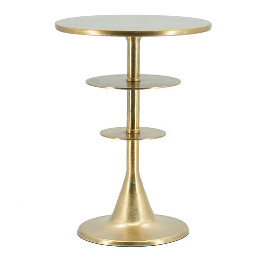 A&B Home 15" x 22" Bundle of 15 Round Brass Antique Gold Tiered Accent Table