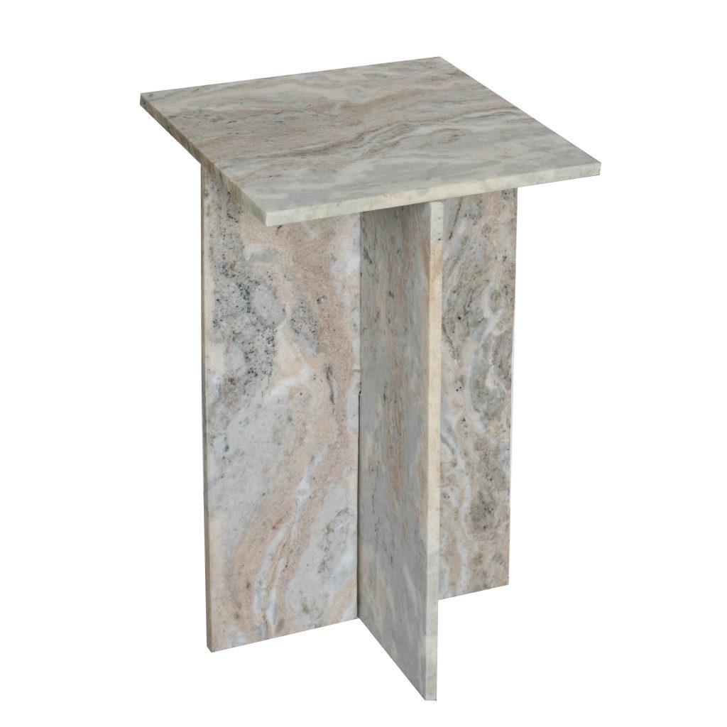 A&B Home 15" x 24" Bundle of 14 Square-Shaped Organic Gray With Geometric Marble Side Table