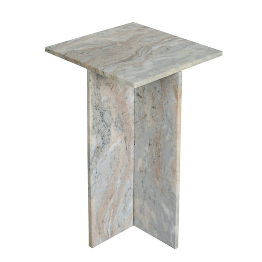 A&B Home 15" x 24" Bundle of 14 Square-Shaped Organic Gray With Geometric Marble Side Table