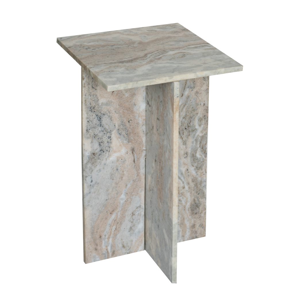 A&B Home 15" x 24" Bundle of 15 Square-Shaped Organic Gray With Geometric Marble Side Table