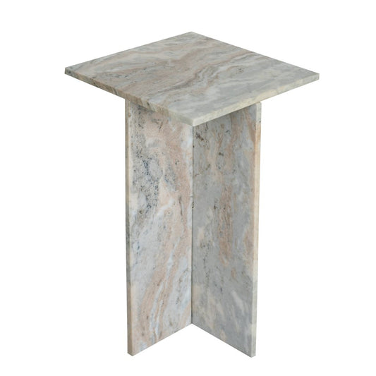 A&B Home 15" x 24" Bundle of 15 Square-Shaped Organic Gray With Geometric Marble Side Table