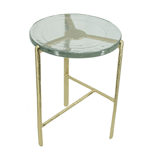 A&B Home 15" x 24" Bundle of 4 Round Clear Tabletop With Gold Legs End Table