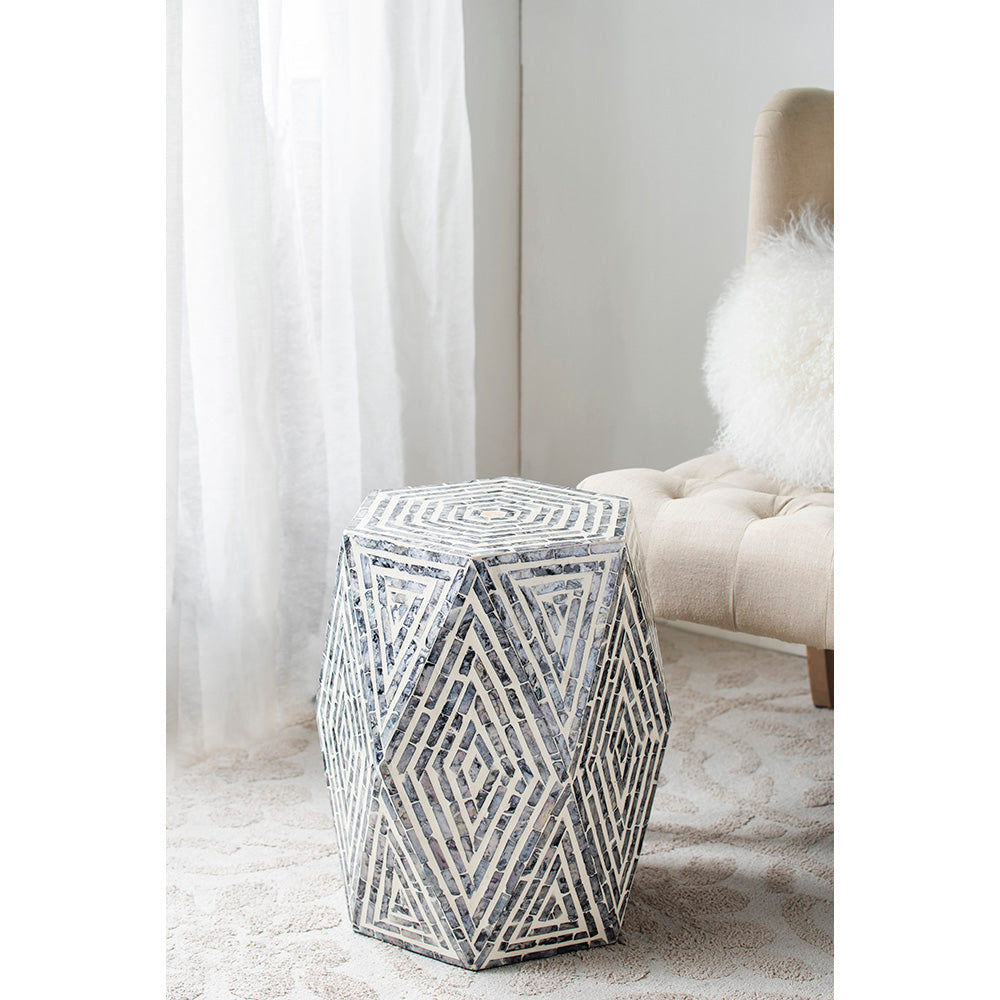 A&B Home 16" x 18" Bundle of 21 Hexagonal Black and White Diamond-Shaped Design Stool