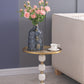 A&B Home 16" x 20" Bundle of 13 Round White and Gold Side Table with Pebbled Stand and Pedestal Base