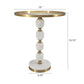 A&B Home 16" x 20" Bundle of 13 Round White and Gold Side Table with Pebbled Stand and Pedestal Base