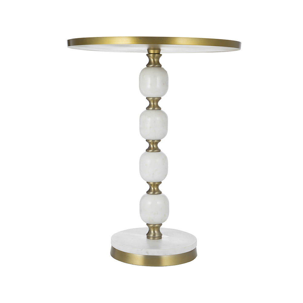 A&B Home 16" x 20" Bundle of 13 Round White and Gold Side Table with Pebbled Stand and Pedestal Base