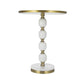 A&B Home 16" x 20" Bundle of 13 Round White and Gold Side Table with Pebbled Stand and Pedestal Base