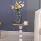 A&B Home 16" x 20" Bundle of 13 Round White and Gold Side Table with Pebbled Stand and Pedestal Base