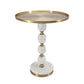 A&B Home 16" x 20" Bundle of 13 Round White and Gold Side Table with Pebbled Stand and Pedestal Base