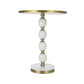 A&B Home 16" x 20" Bundle of 15 Round White and Gold Side Table with Pebbled Stand and Pedestal Base